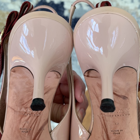 Bally sling back pumps with comfortable kitten heel in blush pink, made in Italy - Picture 6 of 9